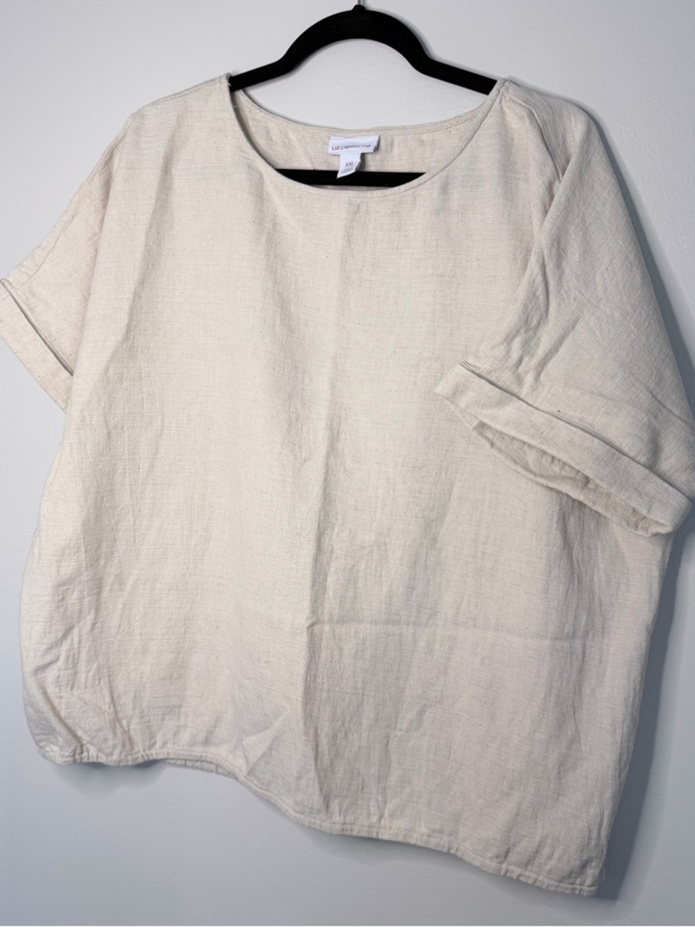 Liz Claiborne Cream Boxy Linen/Cotton Tunic Top